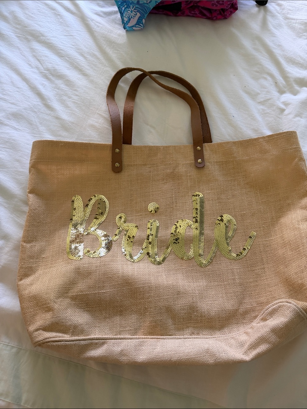 Bride Sequin Graphic Tote Bag